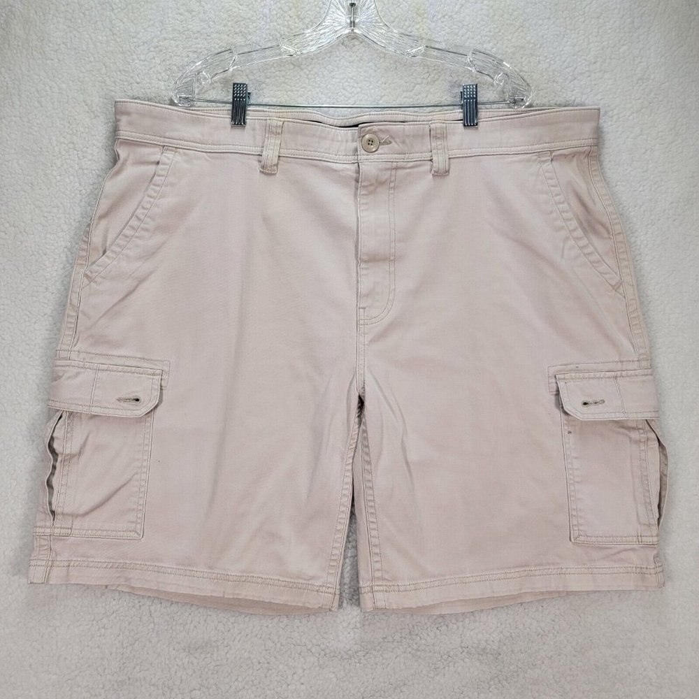 St. John's Bay Beige Comfort Stretch Mid Rise Classic Active Cargo Shorts